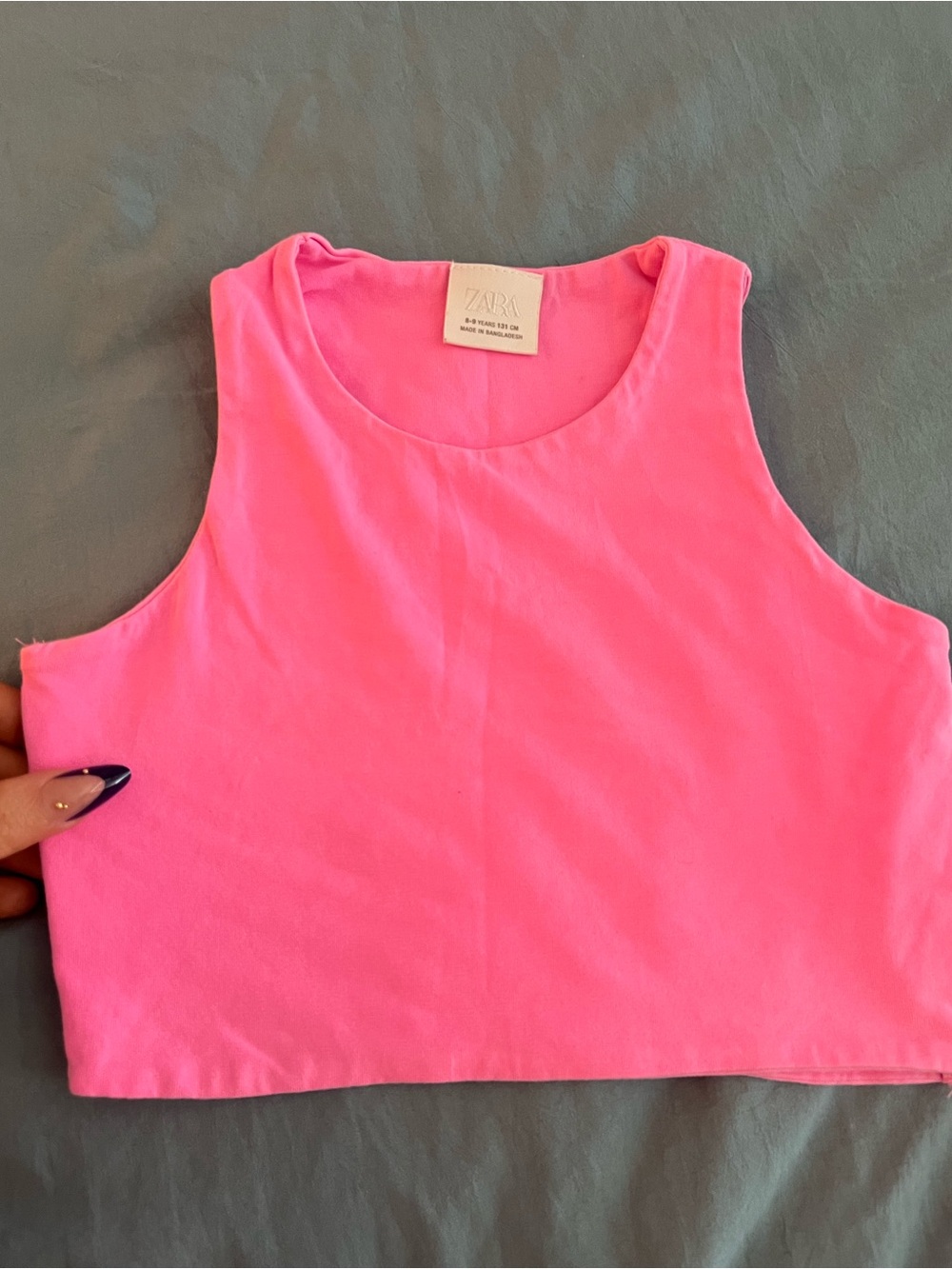 Zara Bright Pink Sleeveless crop top kids size 8-9 years